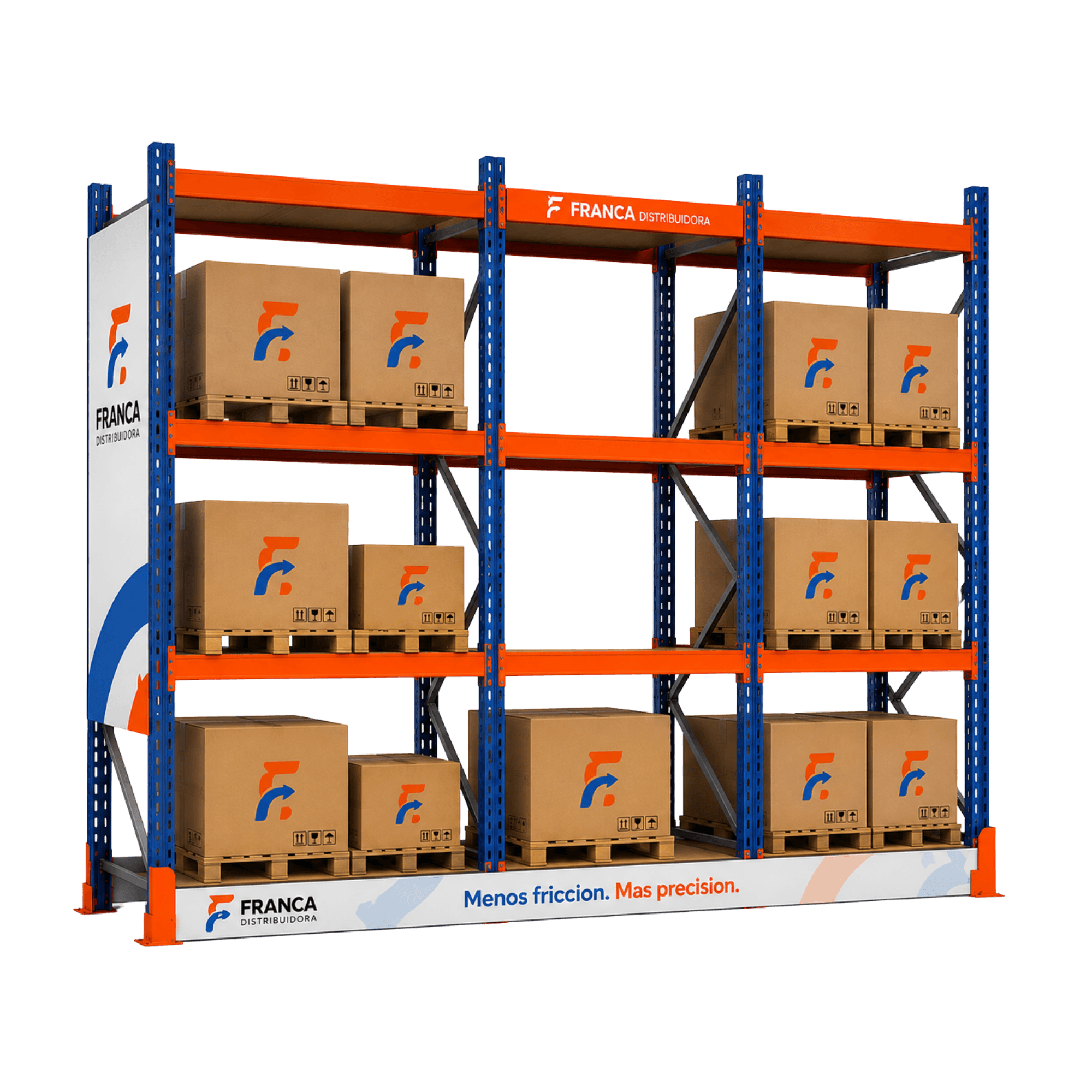 Rack de stock con surtido de productos de Franca Distribuidora